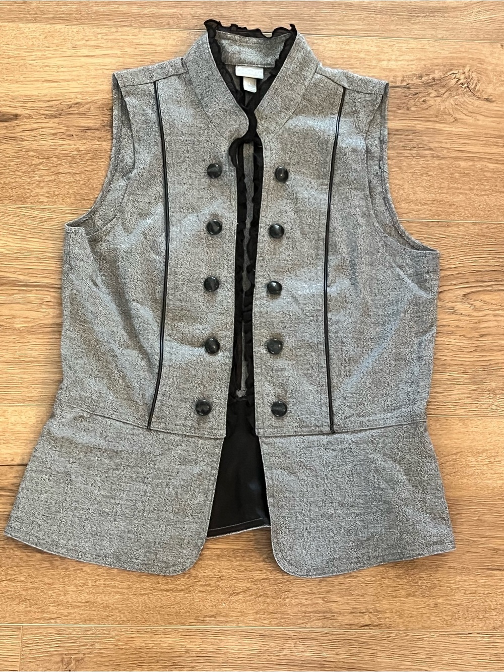 Vanity Gray Sleeveless Vest with Black Trim